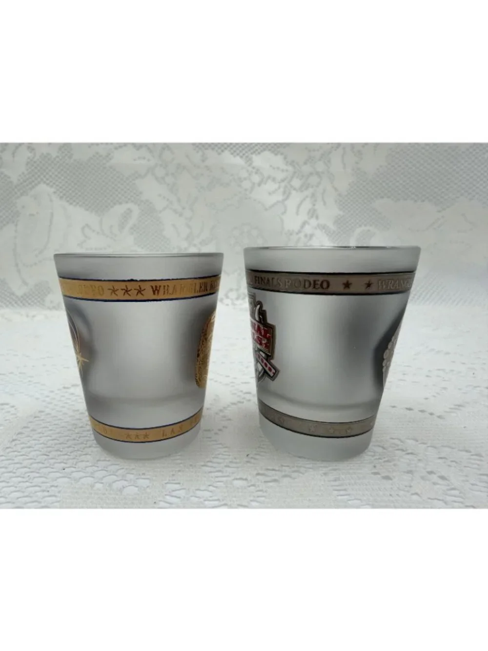 National Finals Rodeo Shot Glasses 2 Oz Clear Logo Barware 2004 2009